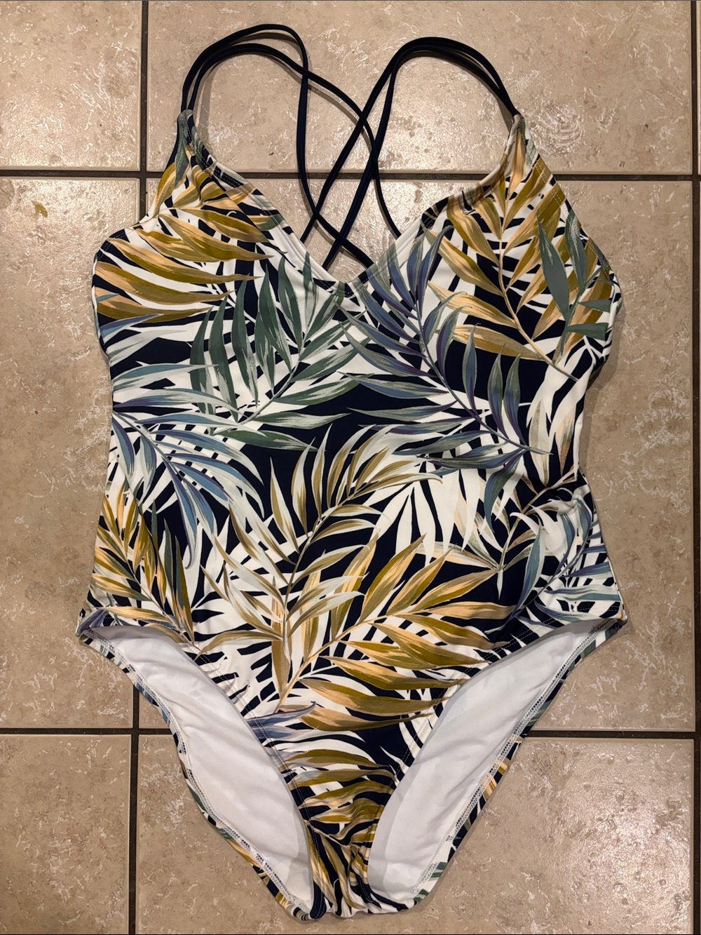 Hurley Tropical Leaf One-Piece Swimsuit - Navy, Green & Yellow